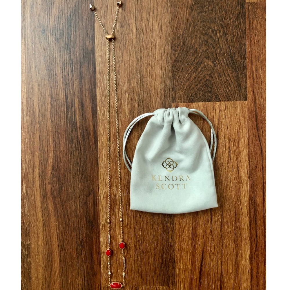 Gold necklace with red stones (adjustable)